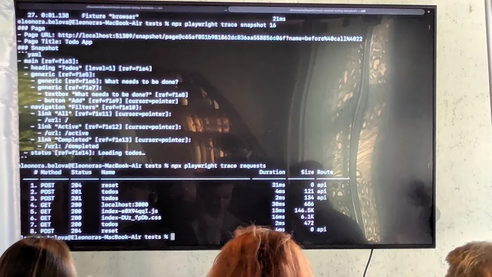 BrowserStack Meetup Amsterdam 2026 — The two talks: Eleonora Belova on Claude + Playwright, and Robert Jadoenandansing on Generative AI in QA (photo 3)