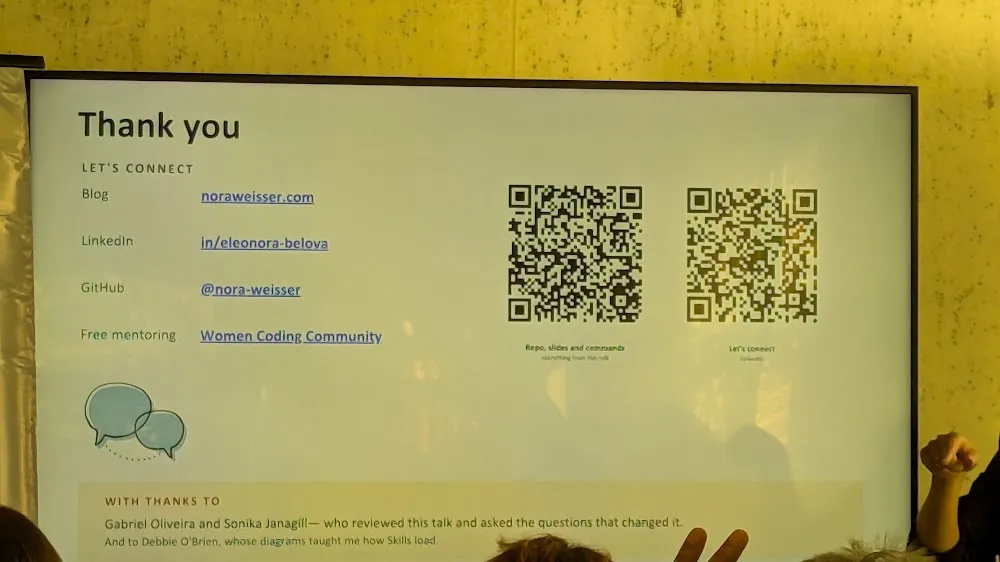 BrowserStack Meetup Amsterdam 2026 — The two talks: Eleonora Belova on Claude + Playwright, and Robert Jadoenandansing on Generative AI in QA (photo 10)