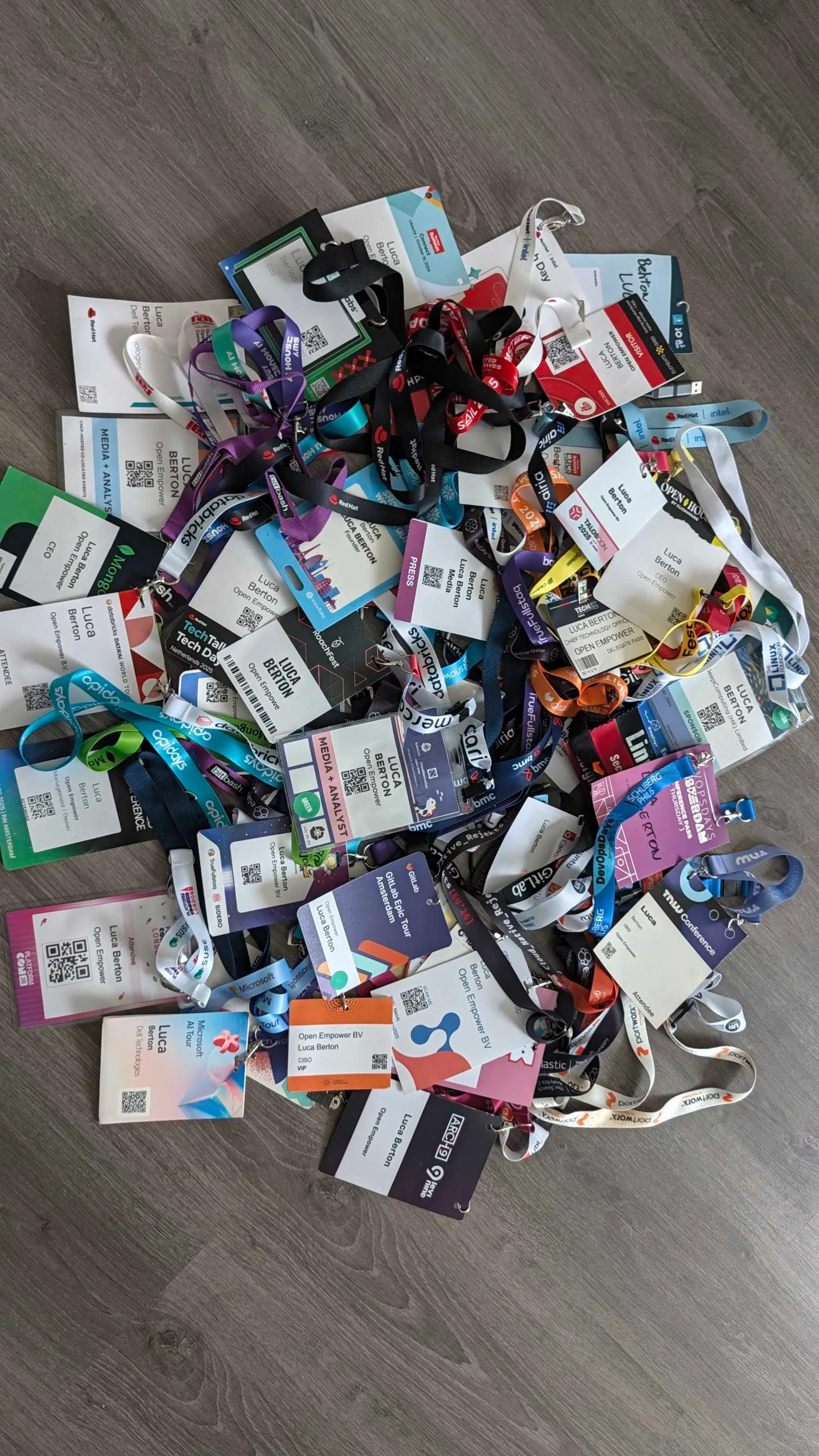 More Luca Berton conference badges from cloud-native and AI events