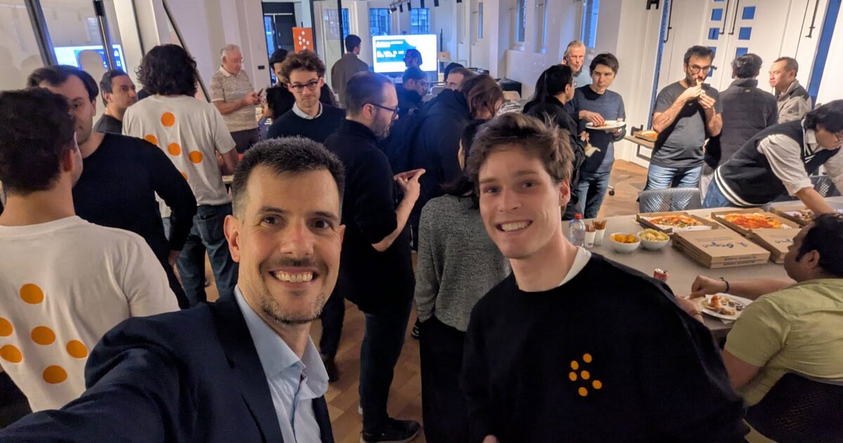 Luca Berton moderating AICamp AI Meetup Amsterdam at ML6