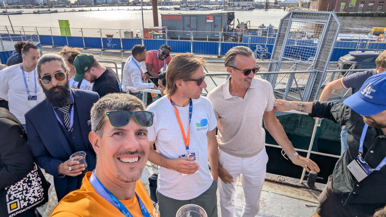 Evening networking on the IJ waterfront