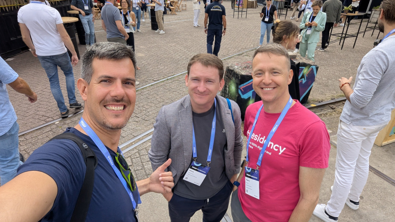 Selfie with fellow attendees during a coffee break