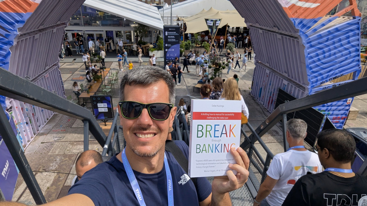Day‑1 courtyard buzz at TNW Conference 2025, NDSM Amsterdam