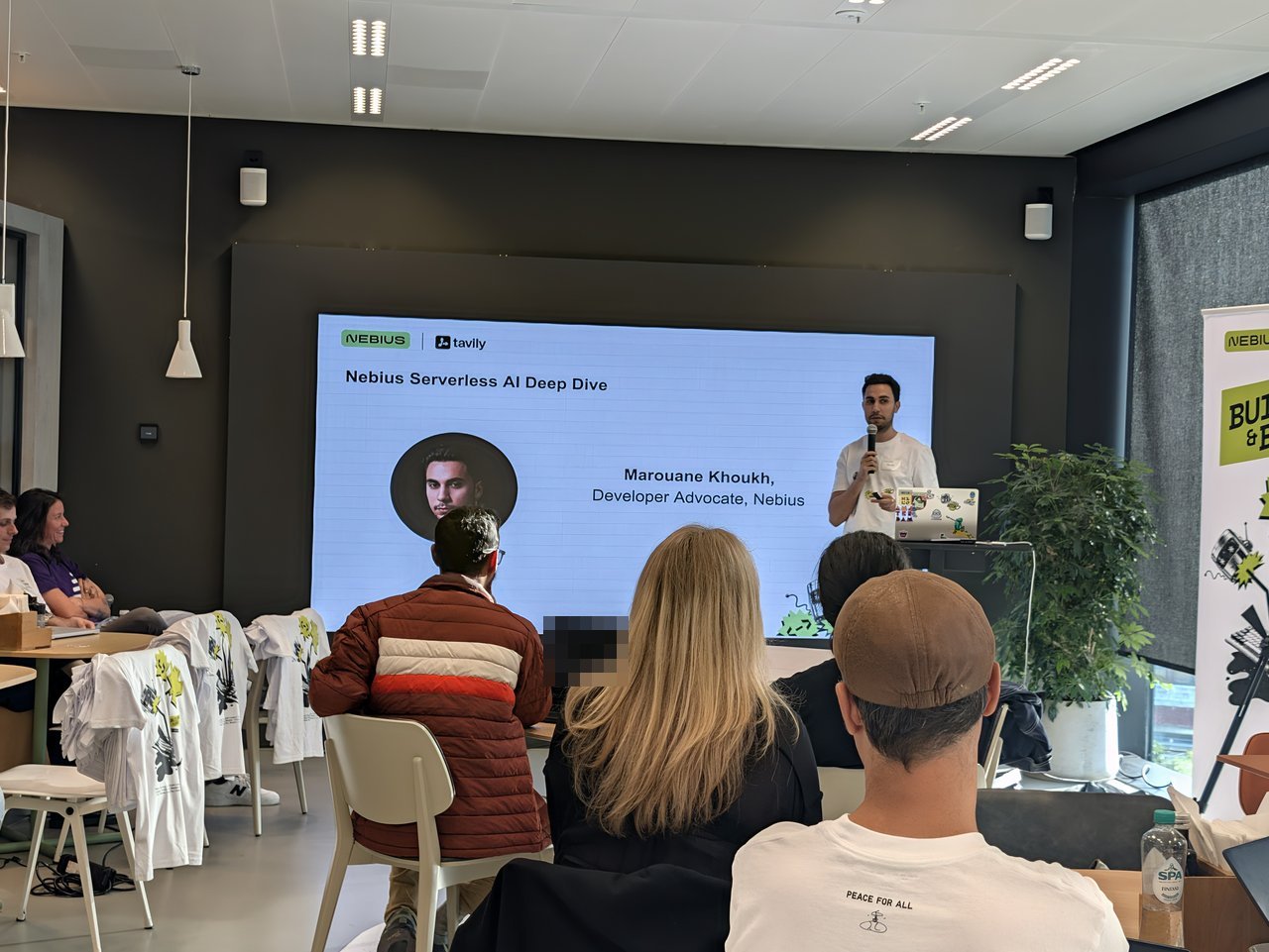 Marouane Khoukh, Developer Advocate at Nebius, presenting his Nebius Serverless AI Deep Dive title slide