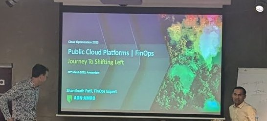 Title slide of the ABN AMRO FinOps talk at Xebia in Amsterdam, with Shantinath Patil named as FinOps Expert