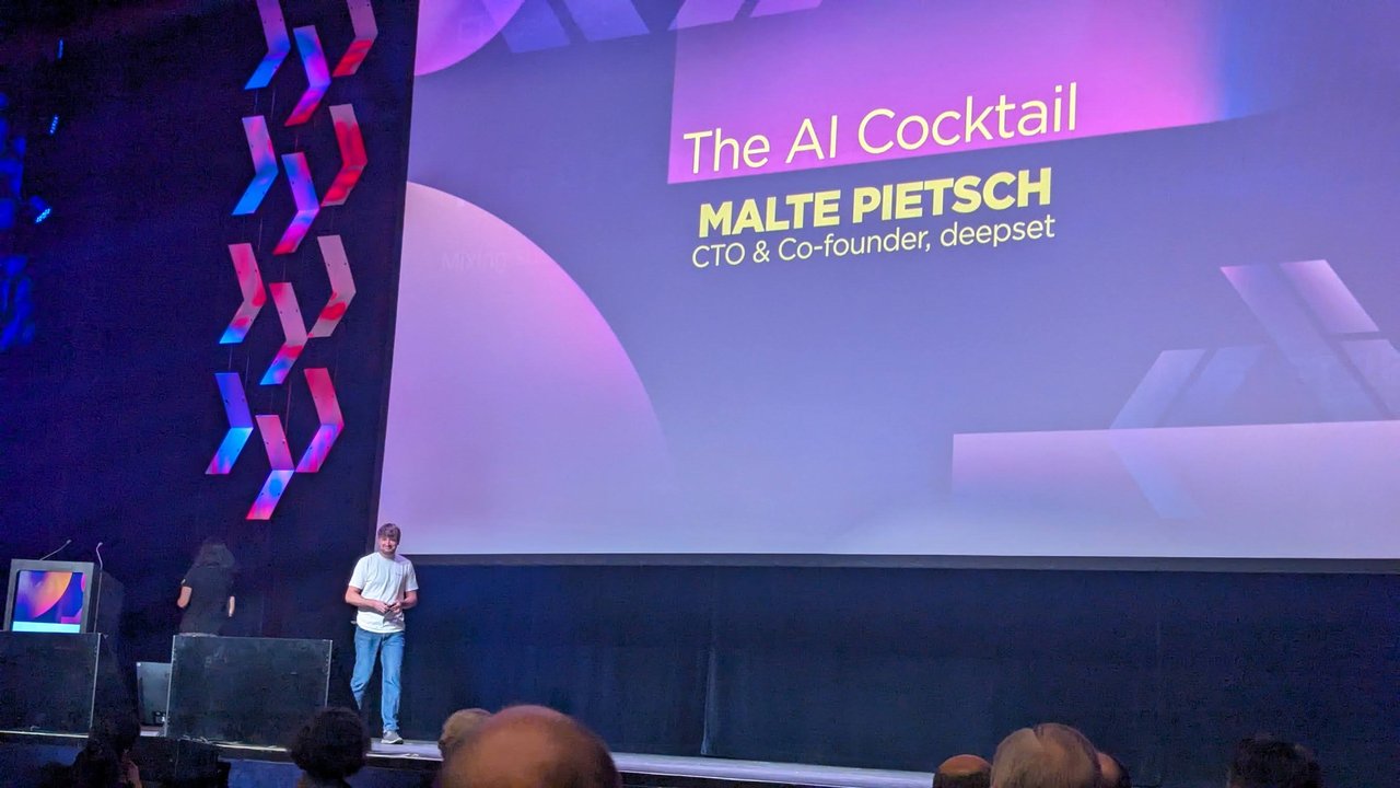 The AI Cocktail title slide: Malte Pietsch, CTO and Co-founder, deepset, at AI_dev Europe 2025