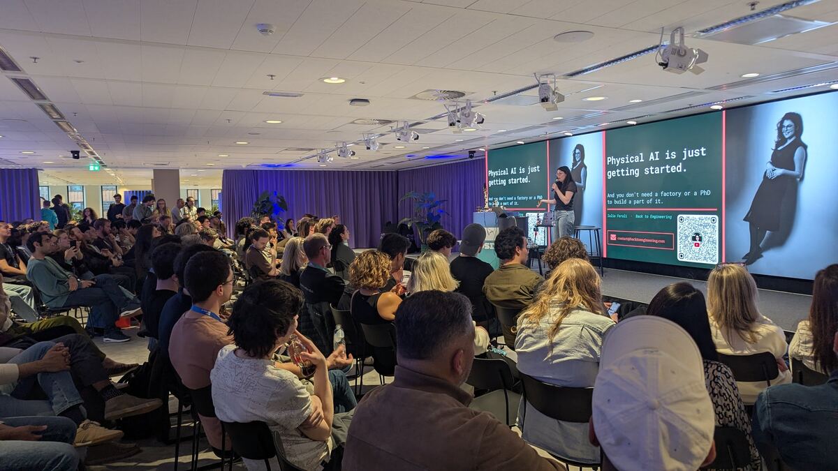 Iulia Feroli on stage — Physical AI is just getting started