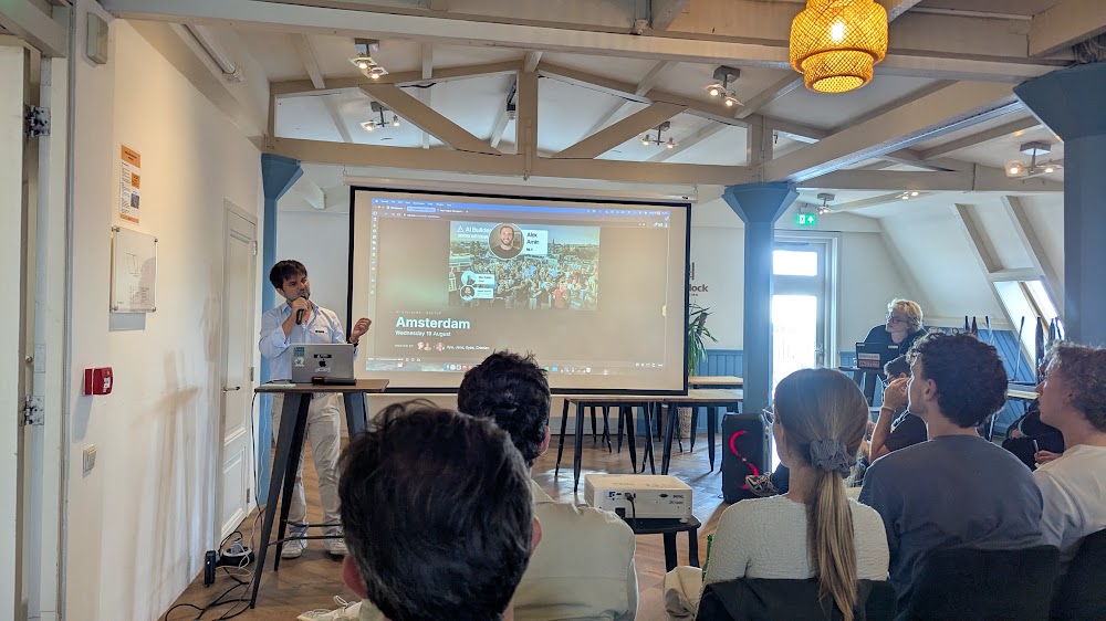 Eugene Voroniuk presenting Idea to Signal to the AI Builders audience