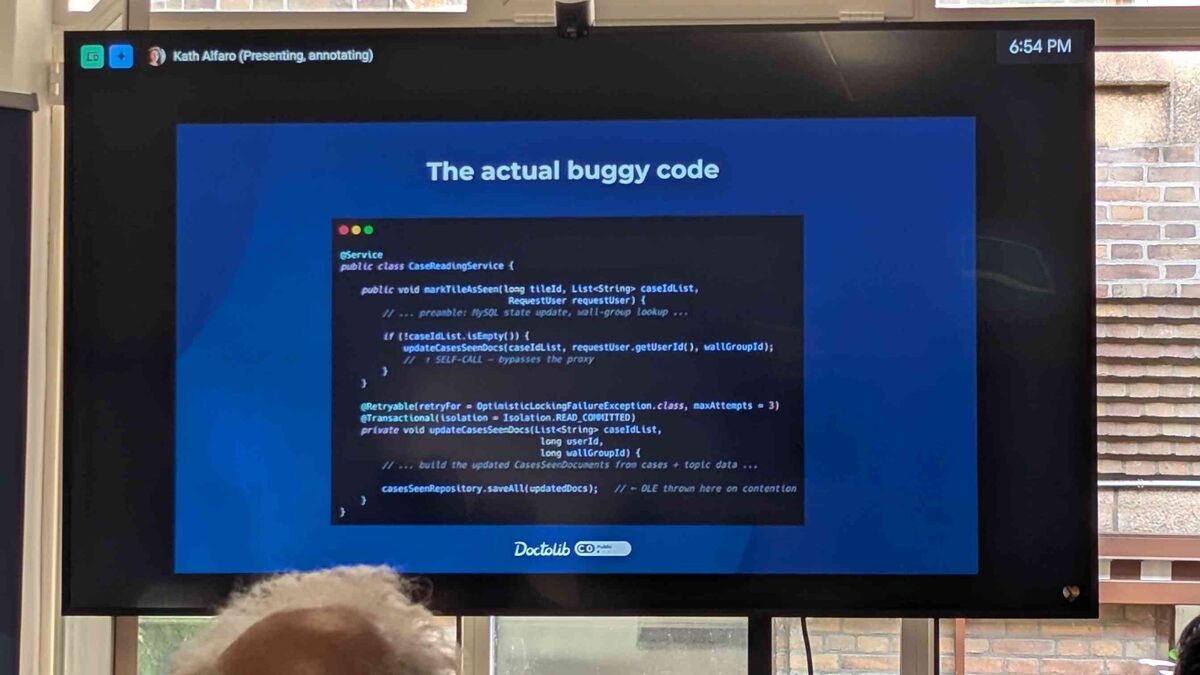 The actual buggy code — CaseReadingService