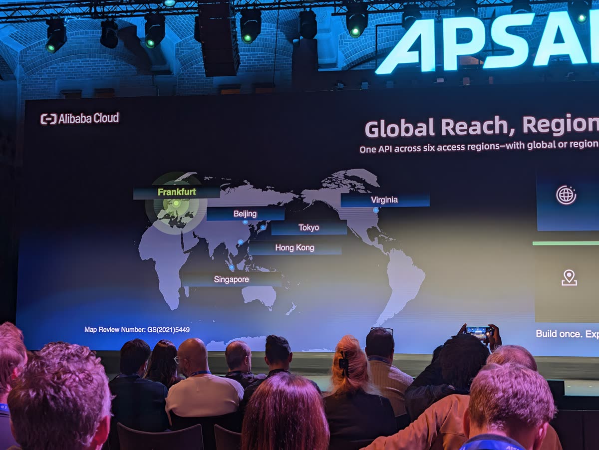 A slide titled Global Reach, Regional Control, with a world map marking Frankfurt, Beijing, Virginia, Tokyo, Hong Kong and Singapore