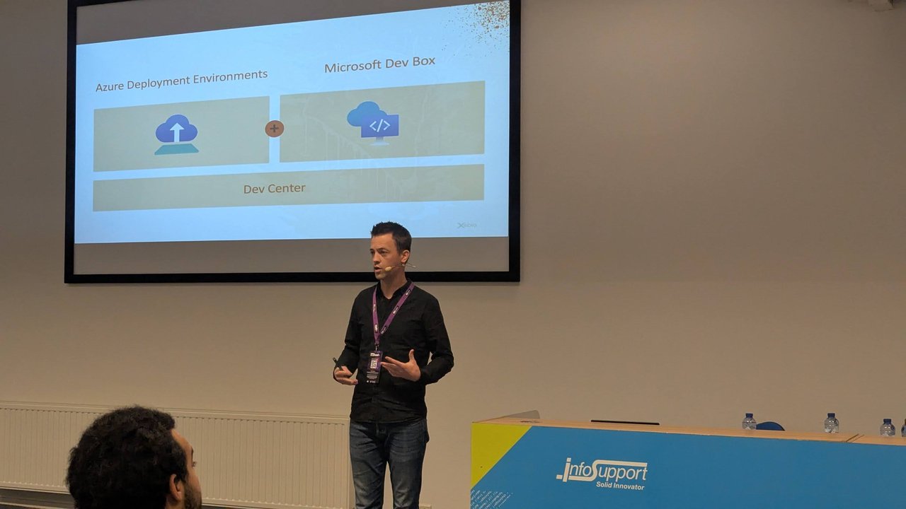 A slide from Erwin Staal's talk at BitBash 2025 showing Azure Deployment Environments and Microsoft Dev Box side by side on top of Dev Center