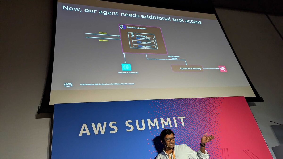 Agent needs additional tool access — validated through AgentCore Identity