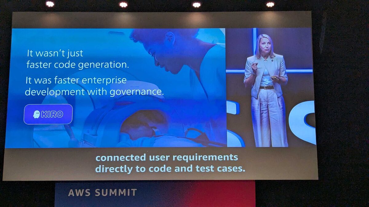Christina Murphy, VP of AI & Business Operations at Philips, on stage at AWS Summit Amsterdam