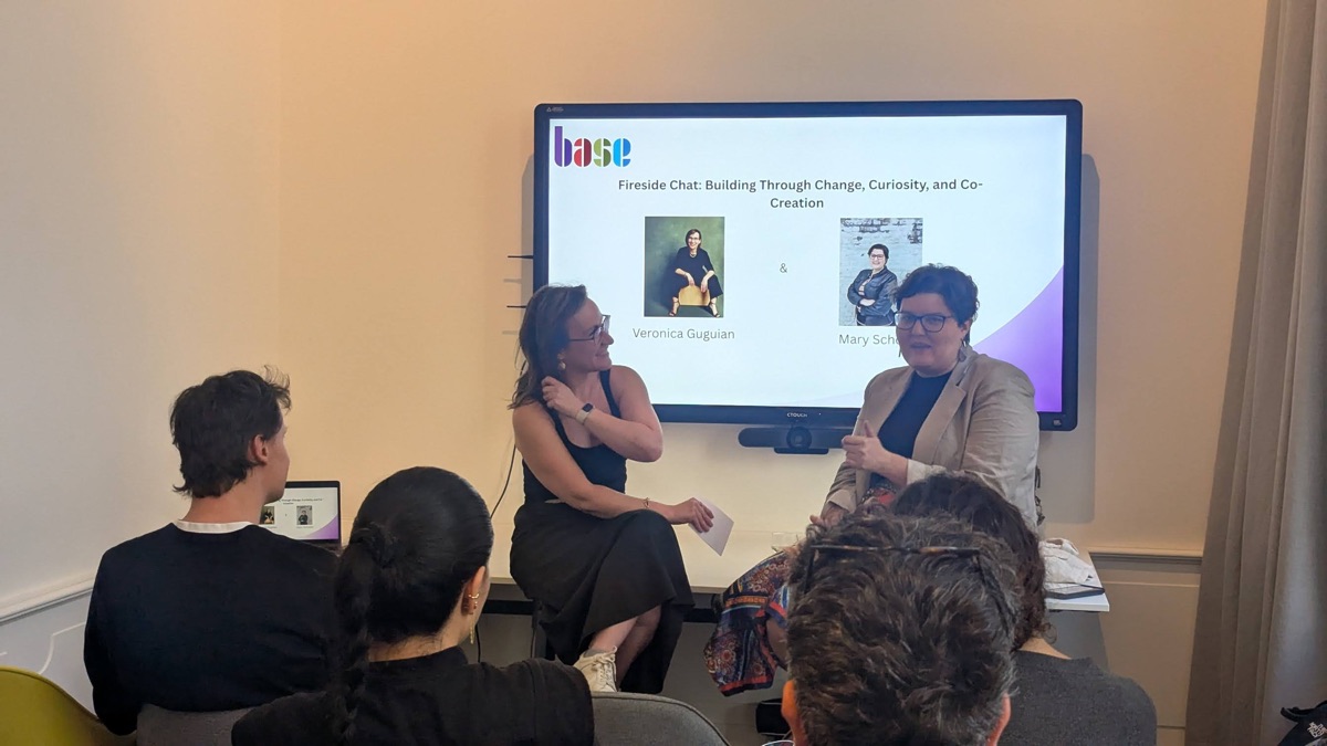 Fireside chat with Veronica Guguian and Mary Schooler at BASE Amsterdam on entrepreneurship, change, and co-creation