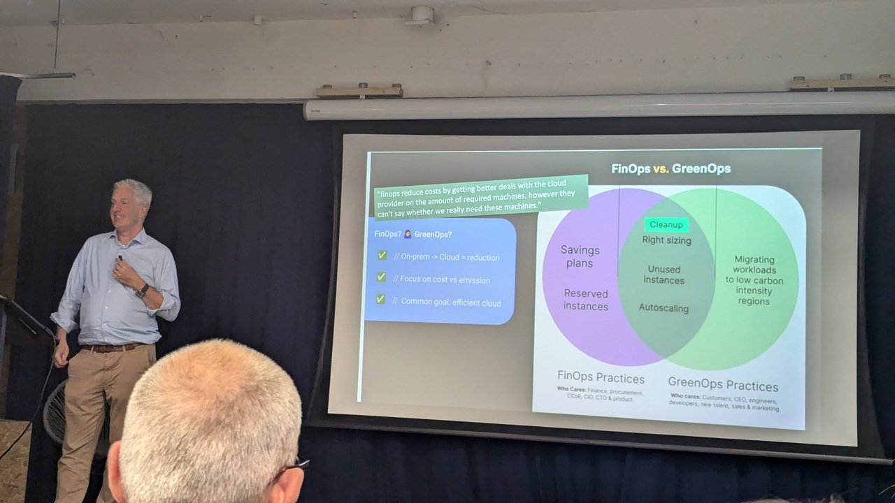 Venn diagram slide of FinOps practices versus GreenOps practices