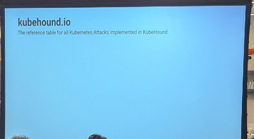 A slide reading kubehound.io, the reference table for all Kubernetes attacks implemented in KubeHound