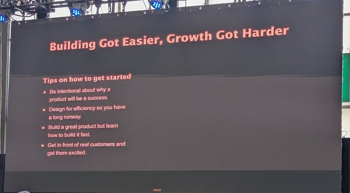 Closing slide Building Got Easier, Growth Got Harder with four tips on how to get started