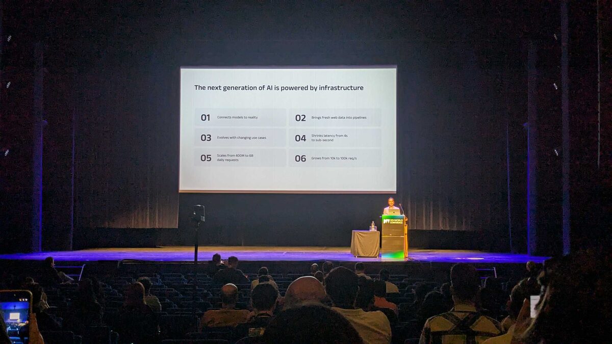 The next generation of AI is powered by infrastructure slide at DevWorld 2026