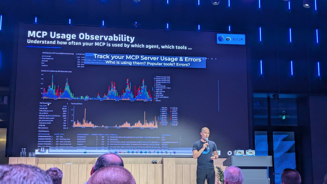 Andi Grabner presenting MCP usage observability at Signal Overflow at Booking.com during KubeCon Europe 2026