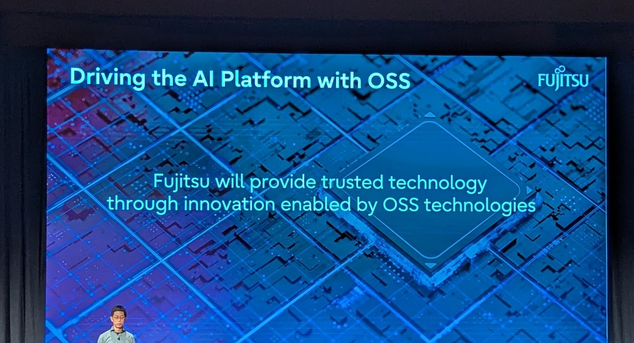 Fujitsu slide Driving the AI Platform with OSS reading Fujitsu will provide trusted technology through innovation enabled by OSS technologies
