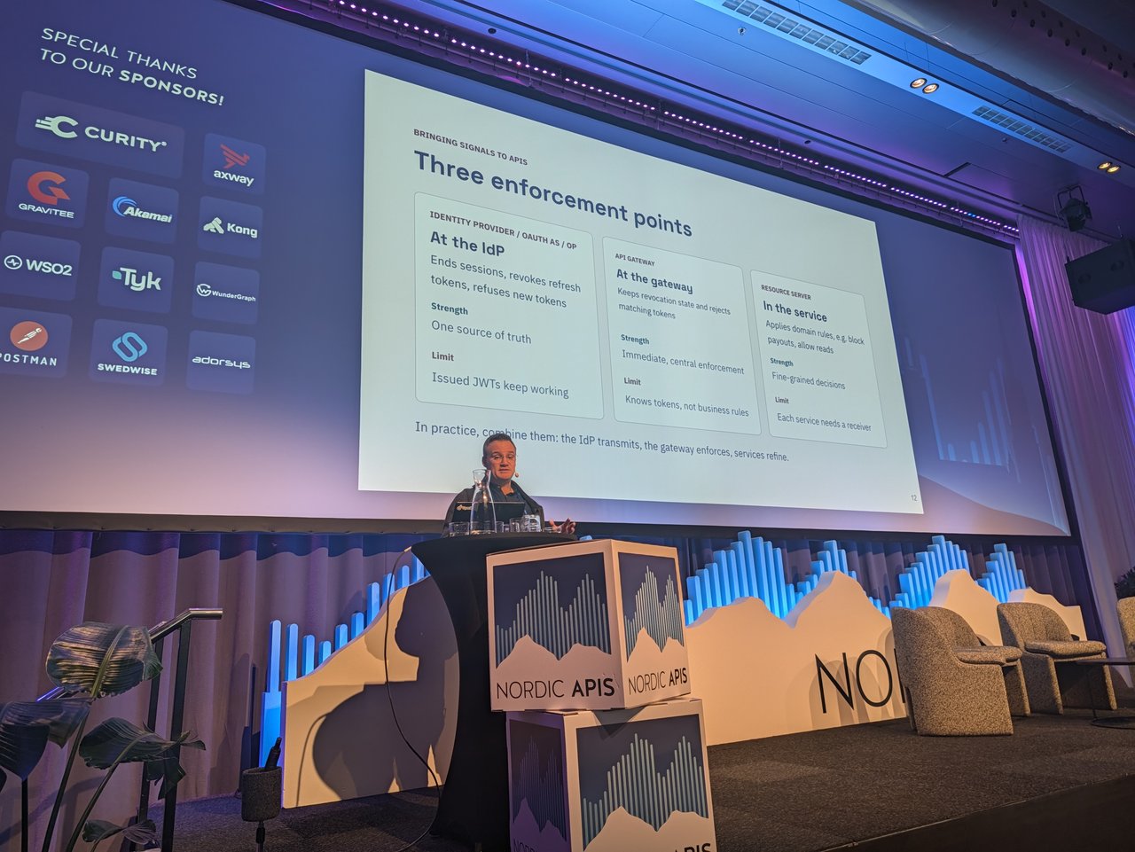 Three enforcement points: IdP, gateway and service