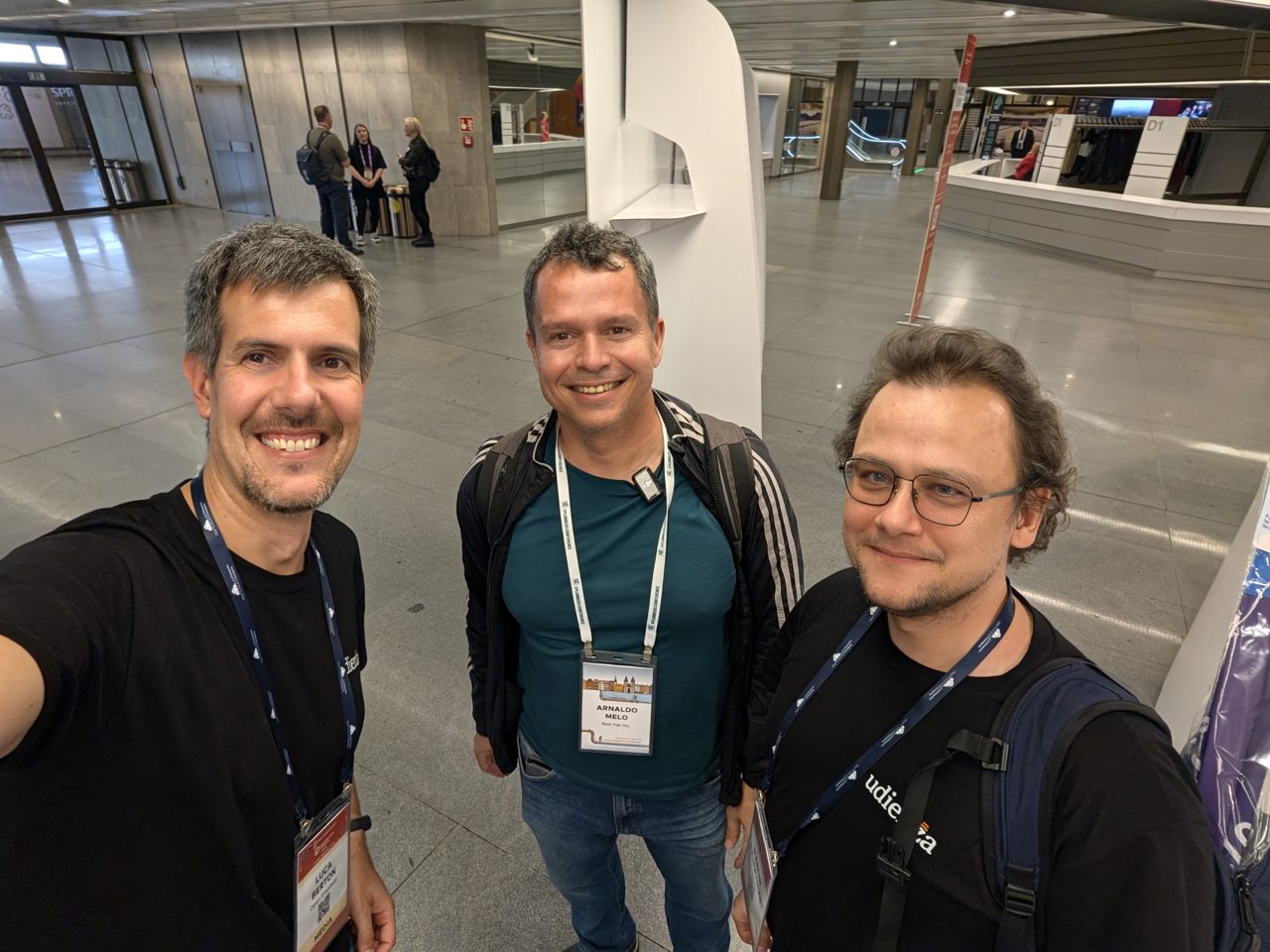 Luca Berton with Arnaldo Melo of Red Hat and Marcin Czupryniak of Udienza
