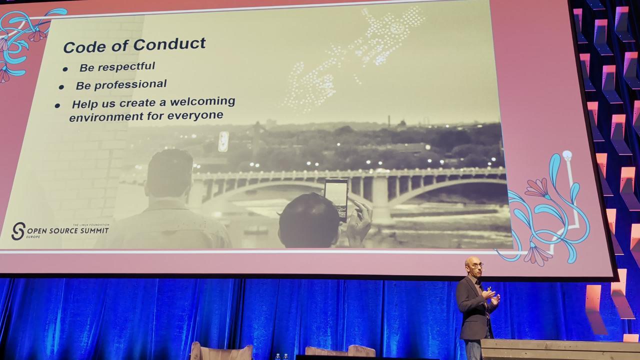 Code of Conduct slide at Open Source Summit Europe 2026