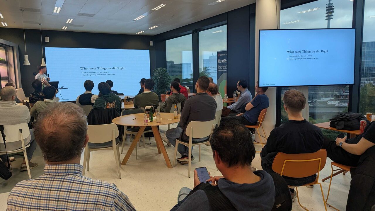 Speaker explaining right decisions with code examples