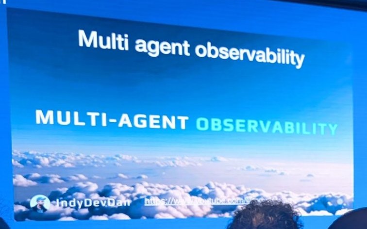 Slide titled Multi agent observability with a clouds background, credited to IndyDevDan