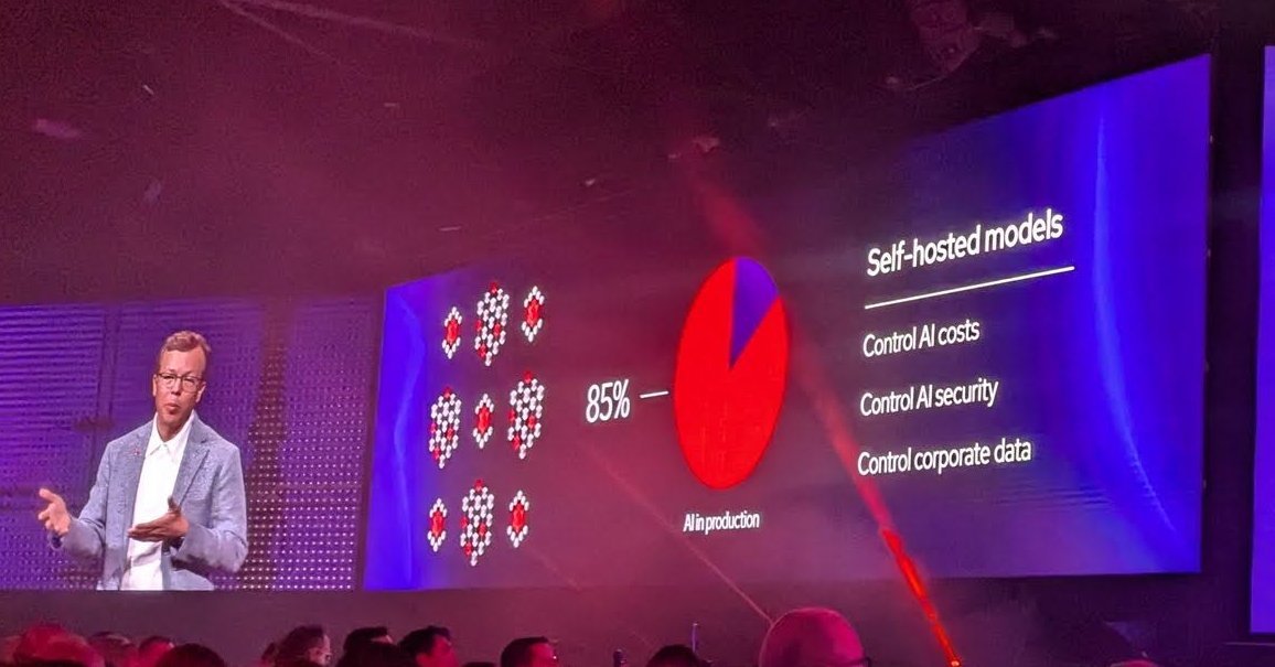 A slide titled Self-hosted models listing control of AI costs, AI security and corporate data