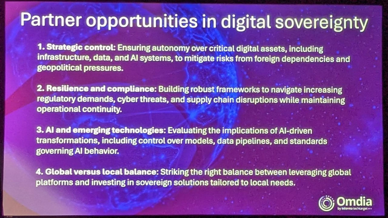 Omdia slide: Partner opportunities in digital sovereignty, four numbered points