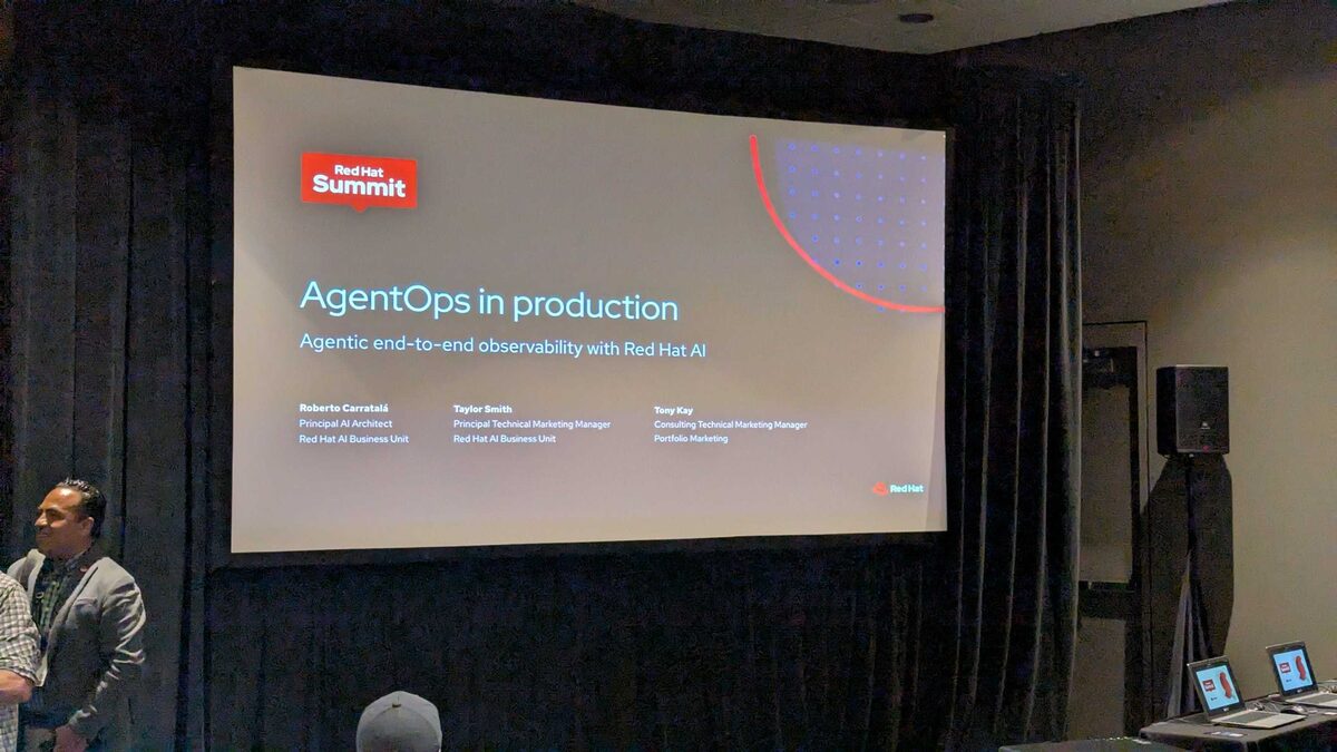 AgentOps in Production title slide — Roberto Carratala, Taylor Smith, Tony Kay