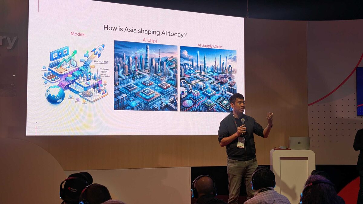 Speaker presenting How is Asia shaping AI today at Discovery Theater 3