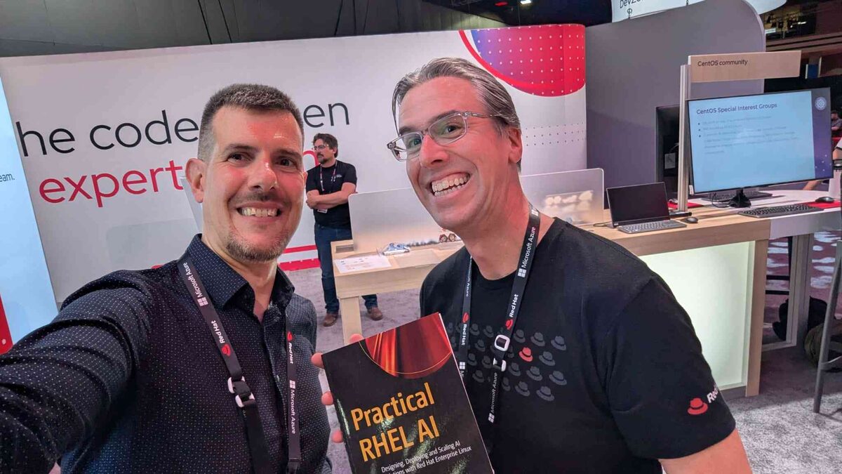 Attendee with Practical RHEL AI on the Lawn Lounge grass