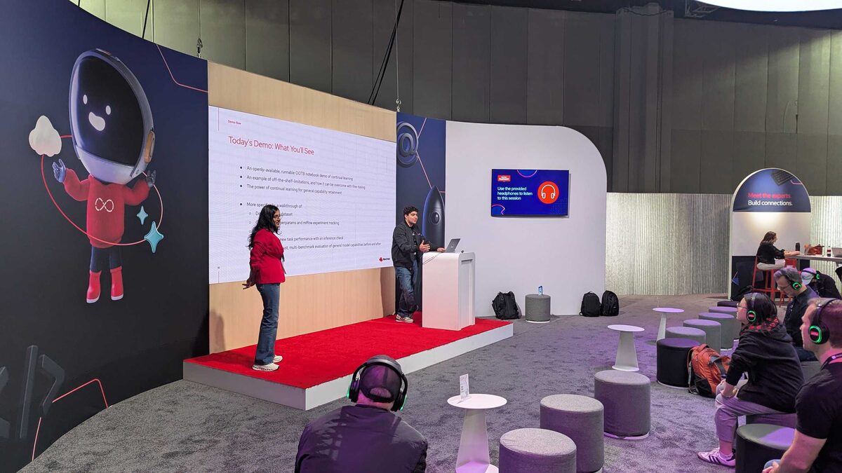 Red Hat Summit 2026 demo stage with InstructLab presentation