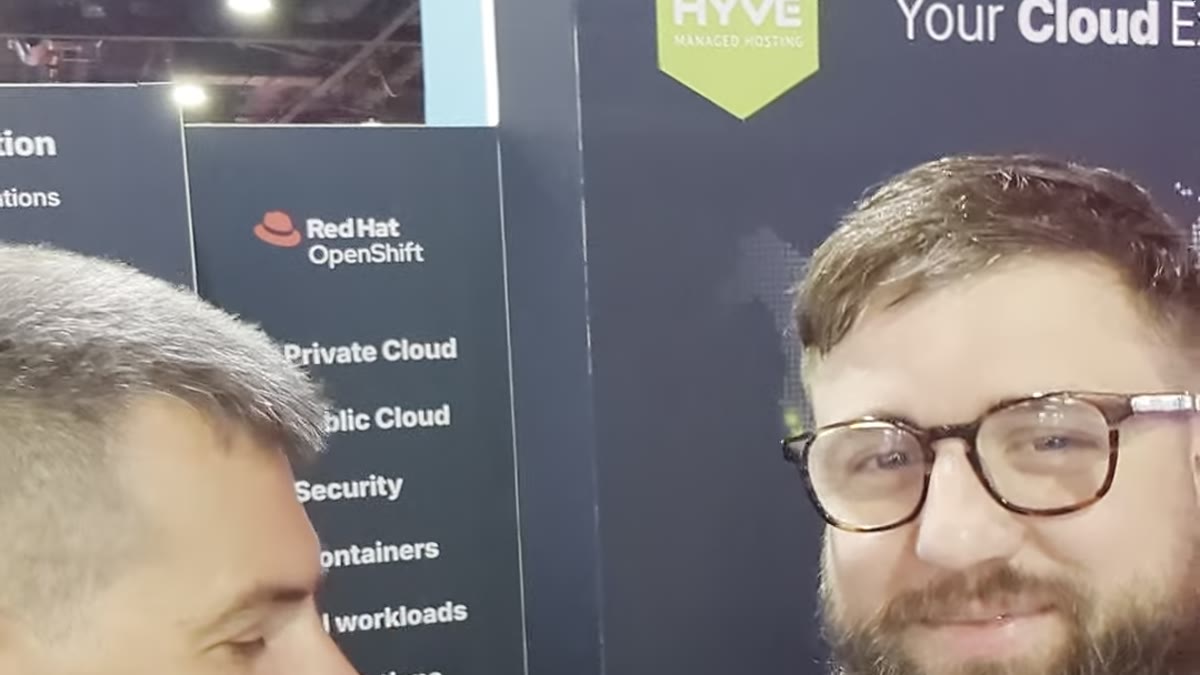 Jack Ridgway of Hyve Managed Hosting with Luca Berton at Red Hat Summit 2026