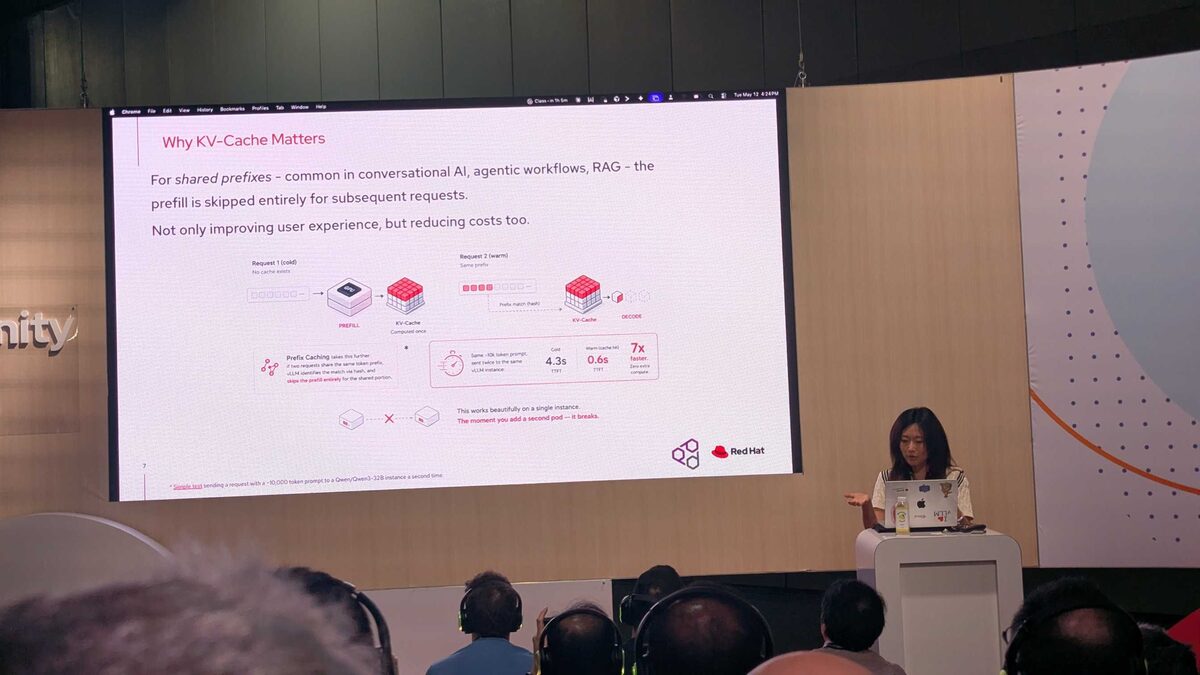 Full audience view of KV-cache presentation