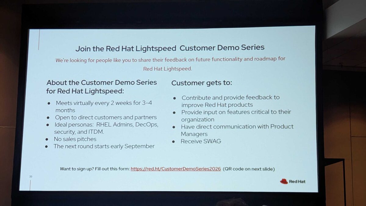 Red Hat Lightspeed Customer Demo Series — sign up for biweekly sessions
