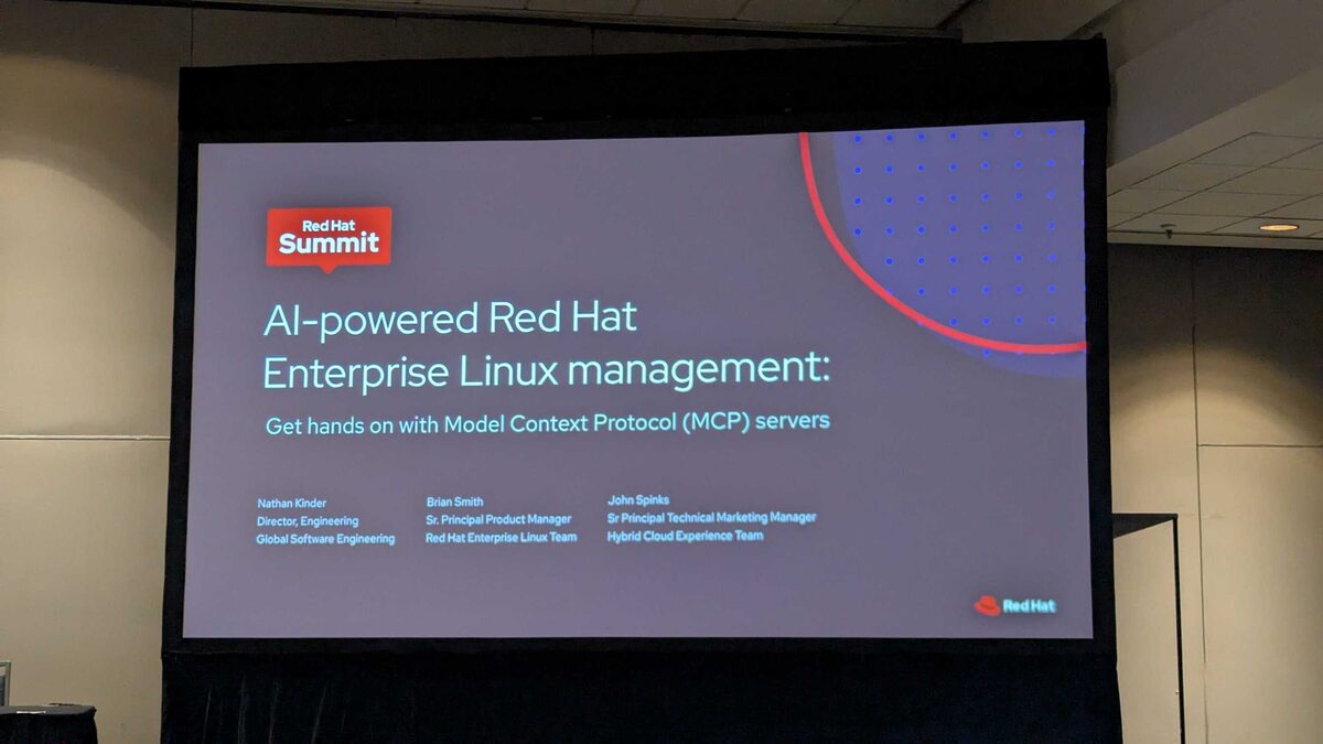 Title slide — AI-powered RHEL management with MCP servers