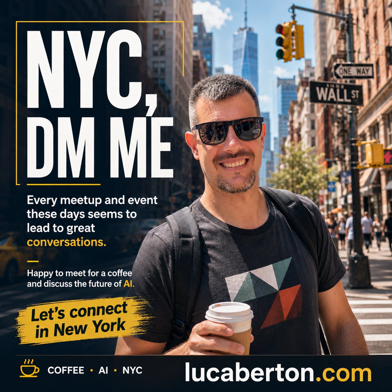 Luca Berton in New York City — ready for coffee and AI conversations