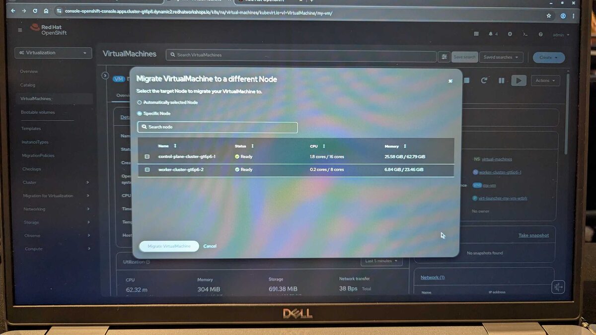 Migrate VM to a different Node — automatic or specific node selection
