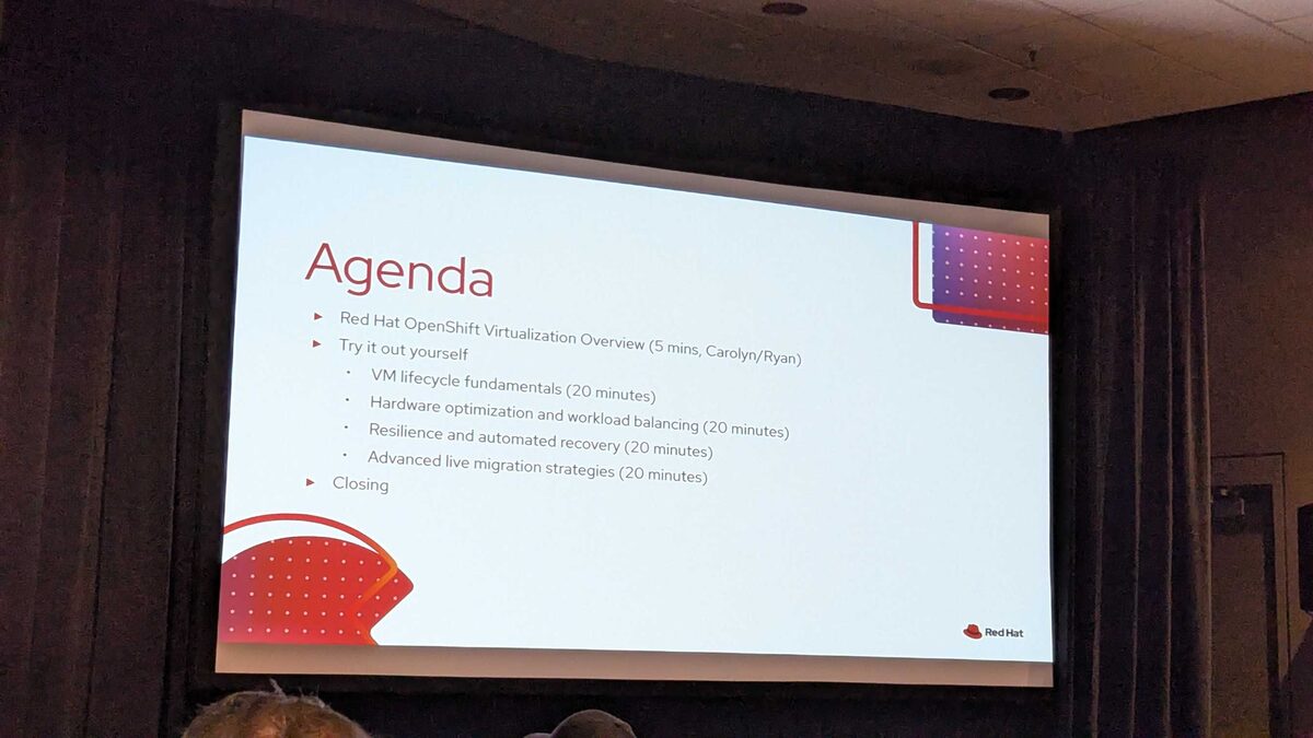 Workshop agenda — overview, VM lifecycle, hardware optimization, resilience, live migration
