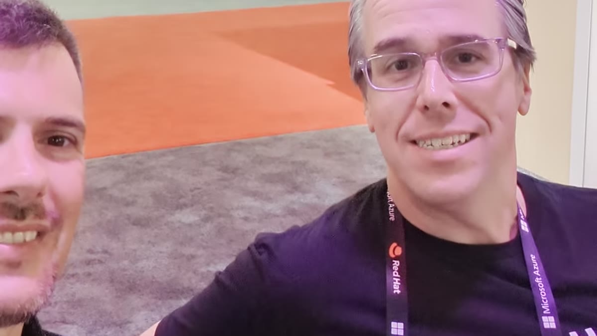 Pete Cheslock, Red Hat, talking with Luca Berton about vLLM and llm-d at Red Hat Summit 2026