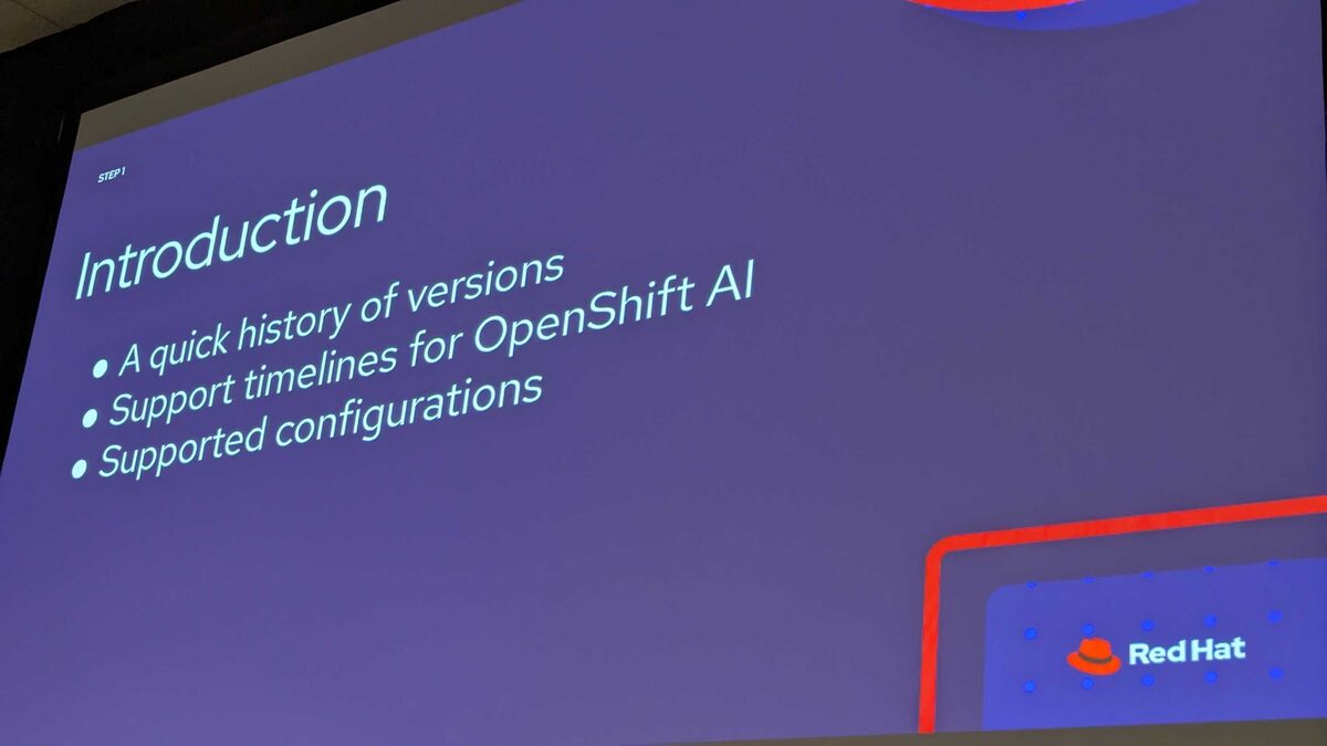 OpenShift AI introduction slide at Red Hat Summit 2026