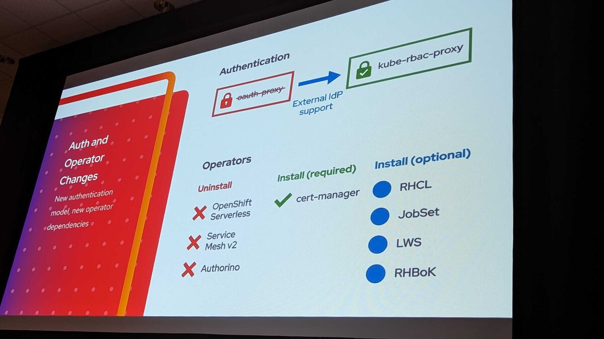 Authentication and operator changes — oauth-proxy to kube-rbac-proxy, operator uninstall/install matrix
