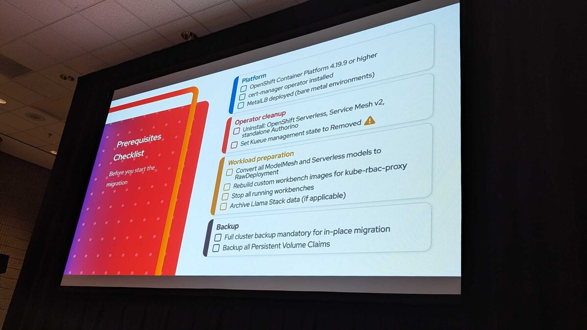 Prerequisites checklist — platform, operator cleanup, workload preparation, backup