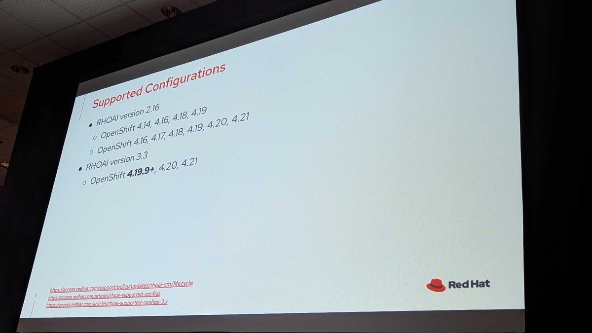 Supported configurations — RHOAI version to OpenShift version compatibility matrix