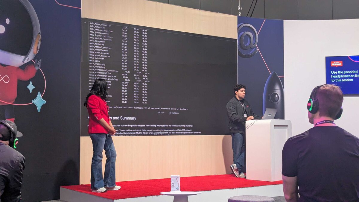 MMLU benchmark results β OSFT model maintains base model performance