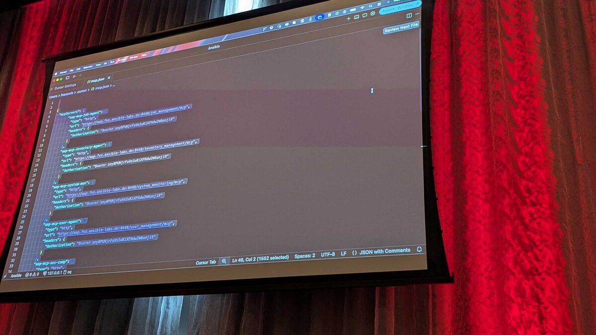 Ansible MCP Server live demo showing root cause analysis of failed job in Cursor IDE