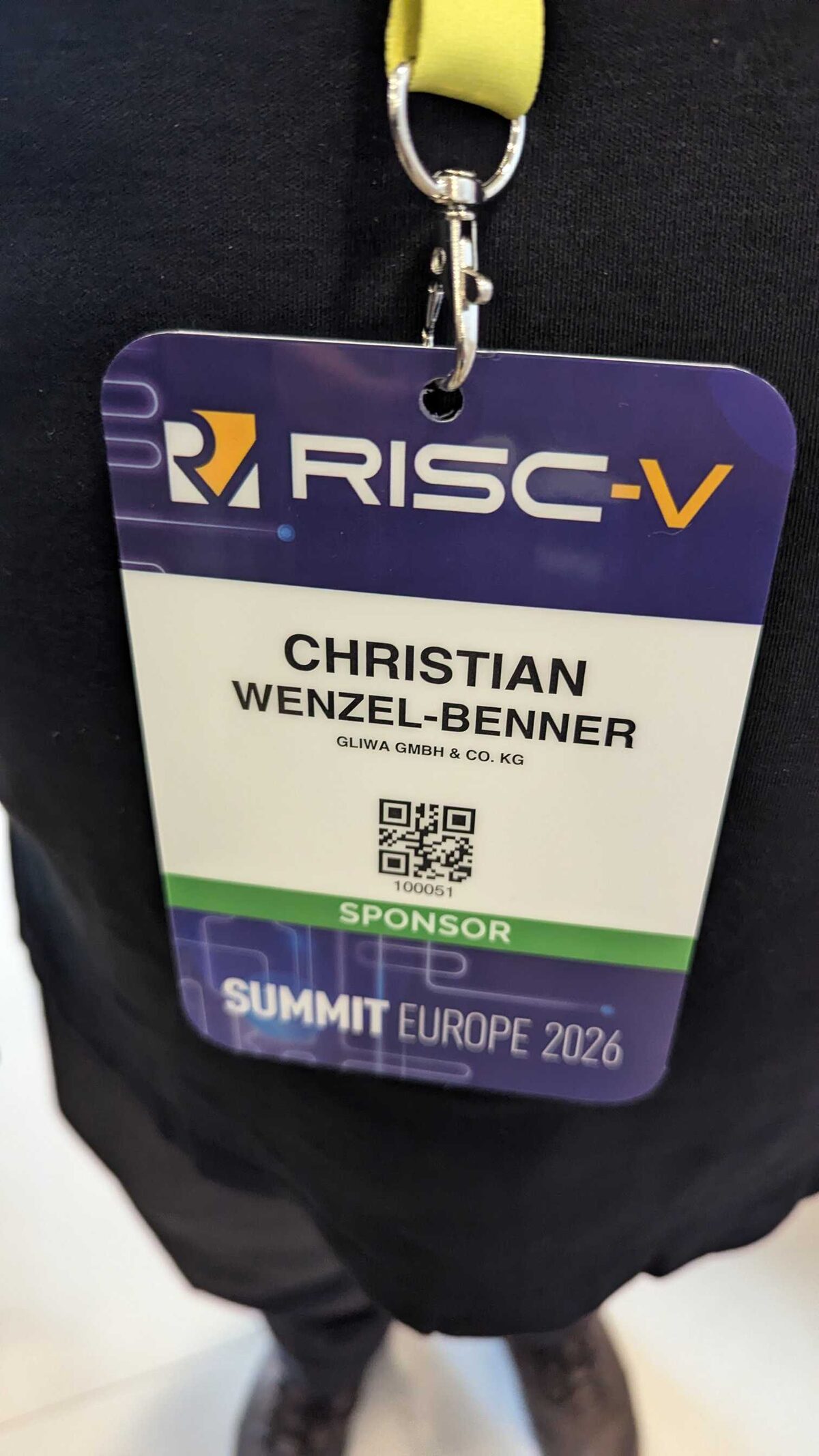 Selfie with Christian Wenzel-Benner at RISC-V vs ARM poster